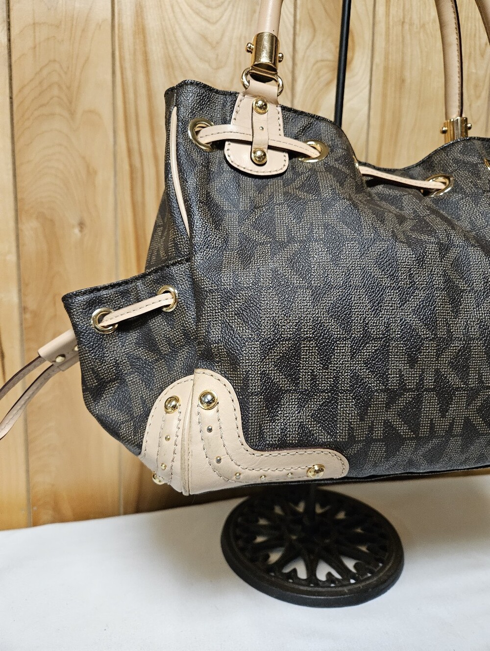 Vintage Michael Kors Signature Drawstring Bag Vintage Satchel - Picture 9 of 16